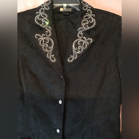 Christine Alexander black jacket embellished large, L, warm, real - Picture 2 of 6